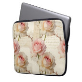 Antikes Rosa Rosen Schriftzugmuster Laptopschutzhülle (Vorderseite Links)