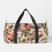 Antikes Rosa Rote Rose Botanisches Blumenmuster Duffle Bag (Rückseite)