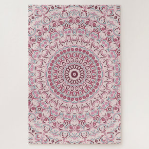 Antikes rosa und blaues Mandala-Design-Kaleidoskop Puzzle
