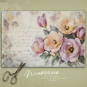 Antikes rosa und pfirsichfarbene Bouquet auf altem Seidenpapier