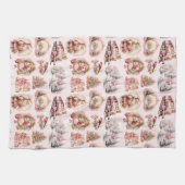 Antikes rosa Viktorianisches Weihnachtsküchentuch Geschirrtuch (Horizontal)