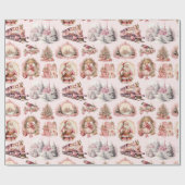 Antikes rosa Viktorianisches Weihnachtswackelpapie Geschenkpapier (Flach)
