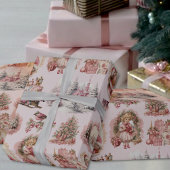 Antikes rosa Viktorianisches Weihnachtswackelpapie Geschenkpapier