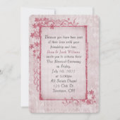 antikes, rosafarbenes Glitterbild mit Blumenrahmen Einladung (Vorderseite)