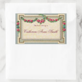Antikes Rose-Gerahmtes Buchzeichen Rechteckiger Aufkleber (Tasche)