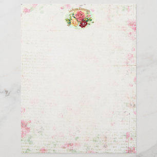 Antikes Rosen-Schabkunstpapier/Briefpapier Flyer