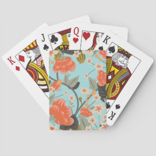 Antikes Rosen- und Blumen-Wallpaper Spielkarten