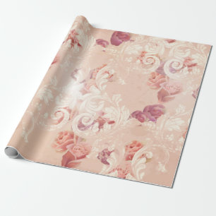 Antikes Rosenblumen- und Barockornamentmuster Geschenkpapier