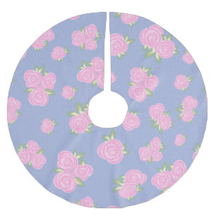 Antikes Rosenblumenmuster Polyester Weihnachtsbaumdecke