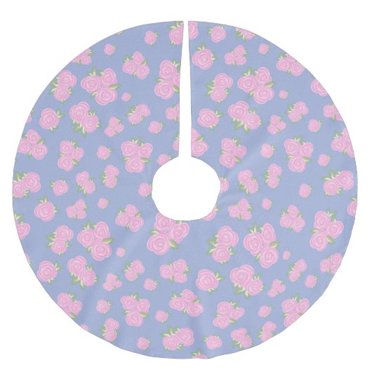 Antikes Rosenblumenmuster Polyester Weihnachtsbaumdecke (Vorderseite)