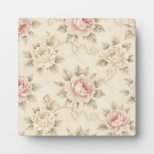 Antikes Rosendamask-Blumenmuster Fotoplatte