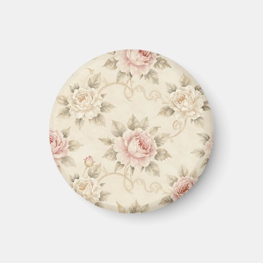 Antikes Rosendamask-Blumenmuster Magnet (Vorne)