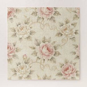 Antikes Rosendamask-Blumenmuster Puzzle