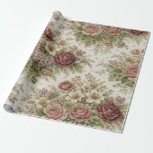 Antikes Rosengartenmuster in Blush-Tönen Geschenkpapier (Ungerollt)