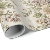 Antikes Rosengartenmuster in Blush-Tönen Geschenkpapier (Rolleneckpunkt)
