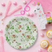Antikes Rosenmuster in Rosa Pappteller (Party)