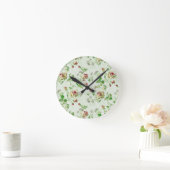Antikes Rosenmuster in Rosa Runde Wanduhr (Zuhause)
