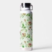 Antikes Rosenmuster in Rosa Trinkflasche (Rückseite)