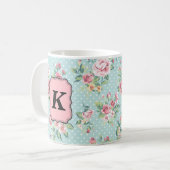 Antikes Rosenmuster mit Monogramm Kaffeetasse (Vorderseite Links)
