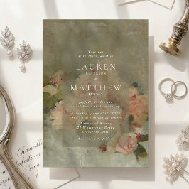 Antikes Rosenöl-Gemälde-Hochzeitseinladung Einladung