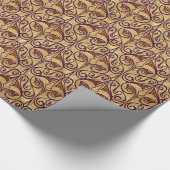 Antikes Rostfarbenes Damast Geschenkpapier (Ecke)