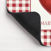 Antikes Rot und Creme Gingham mit Herz Mousepad (Ecke)