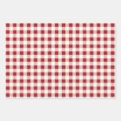 Antikes Rot und Creme Gingham mit Herzen Geschenkpapier Set (Vorderseite)