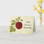 Antikes Rote Rose Perchment Polka Dots Beileid Karte (Gelbe Blume)