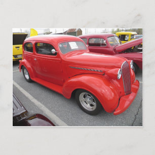 Antikes rotes Auto Postkarte