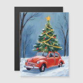 Antikes rotes Auto Weihnachtsbaum Magnetkarte (Vorne/Hinten)