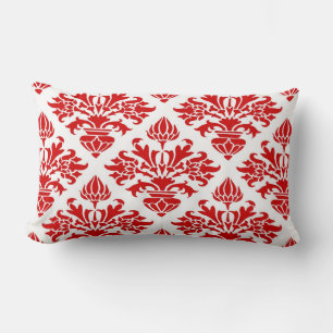 Antikes rotes Blumen-Damaskus #3 groß Lendenkissen