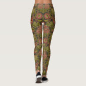 Antikes rotes Blumen- und Trauben-Botanikmuster Leggings (Rückseite)