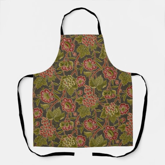 Antikes rotes Blumen- und Trauben-Botanikmuster Schürze (Vorderseite)