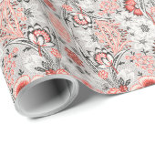 Antikes rotes Blumenmuster. Geschenkpapier (Rolleneckpunkt)