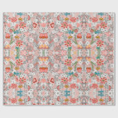 Antikes rotes Blumenmuster. Geschenkpapier (Flach)