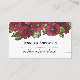 Antikes rotes Blumenmuster Visitenkarte