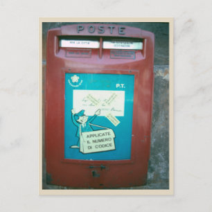 Antikes rotes Briefkasten-Foto in Rom Postkarte