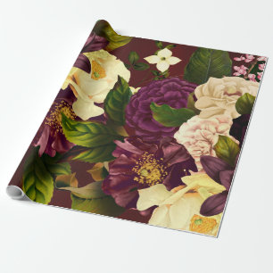 Antikes rotes Burgunderrot Winter dramatisches Flo Geschenkpapier