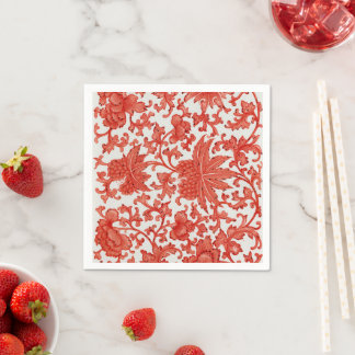 Antikes rotes chinesisches Vintages Papier Napkins Serviette