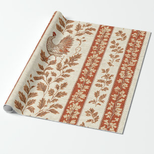 Antikes rotes Farmhouse-Huhn Botanisches Muster Geschenkpapier
