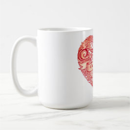 Antikes rotes florales Herz Valentinstag Klassiker Kaffeetasse