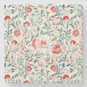 Antikes rotes Gänseblümchen-Blumenmuster - Botanis Steinuntersetzer