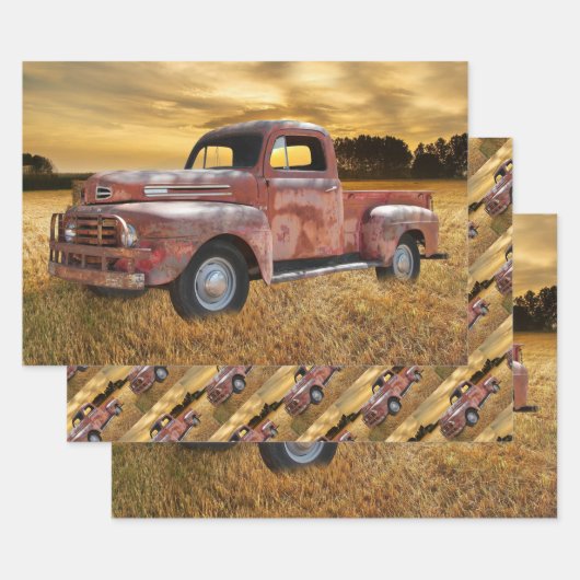 Antikes rotes LKW-Feld Geschenkpapier Set (Set)
