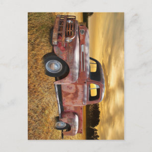 Antikes rotes LKW-Feld Postkarte