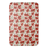 Antikes rotes Mohnblumen-Blumenmuster Botanische K Badematte (Vorderseite Vertikal)