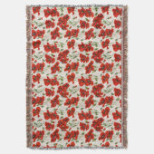 Antikes rotes Mohnblumen-Blumenmuster Botanische K Decke (Vorderseite Vertikal)
