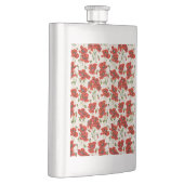Antikes rotes Mohnblumen-Blumenmuster Botanische K Flachmann (Rechts)