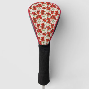 Antikes rotes Mohnblumen-Blumenmuster Botanische K Golf Headcover