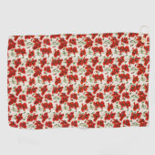 Antikes rotes Mohnblumen-Blumenmuster Botanische K Golfhandtuch (Horizontal)