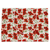 Antikes rotes Mohnblumen-Blumenmuster Botanische K Große Geschenktüte (Vorderseite)